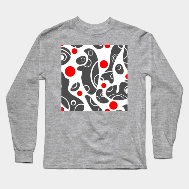 Whale Sonics Grey and Red on White Long Sleeve T-Shirt by ArtticArlo